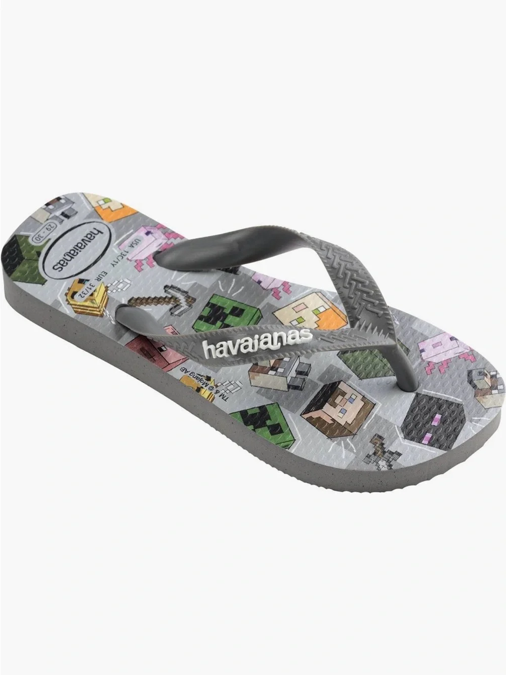 Havaianas Kids Gray Minecraft Character Flip Flops